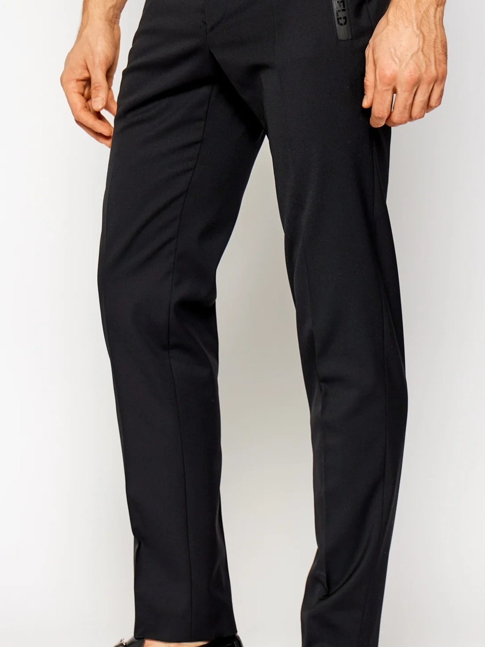 Karl Lagerfeld Black Straight-Leg Zip Pocket Pants